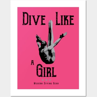 Women's Dive Like a Girl Diving Shirt Posters and Art